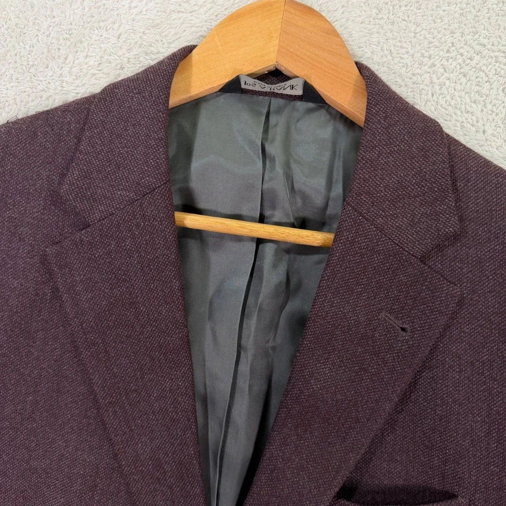 Jos A Bank Mens 42R Tailored Fit Blazer Signature Collection Plum Purple Wool